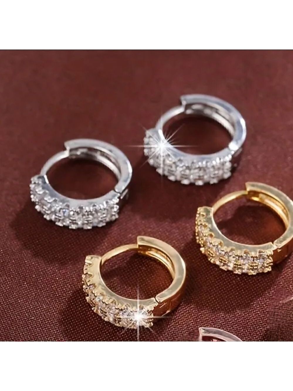 Tiny Double Row Design Hoop Earrings Copper 18K Gold Plated